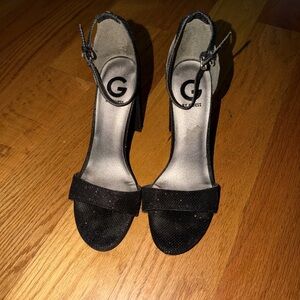 G by Guess Black Ankle Strap sparkling Heels